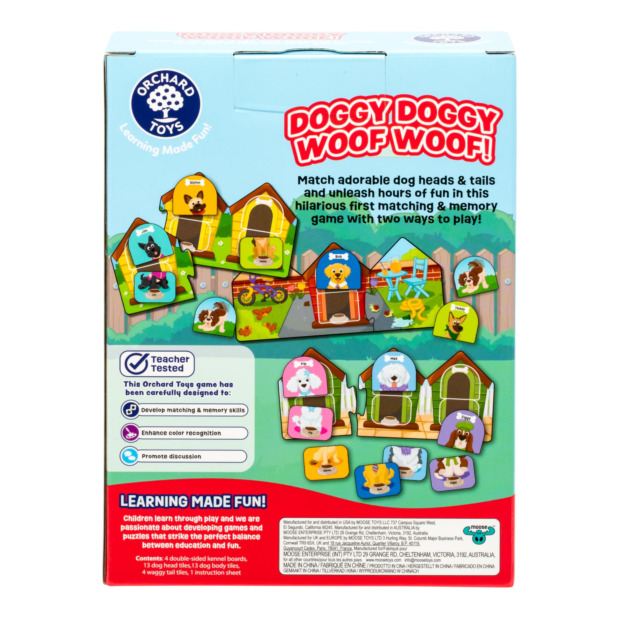Doggy Doggy Woof Woof. Matching Game for Ages 2-6. Ideal for Developing Memory, with 2 Ways to Play. for 2-4 Players.