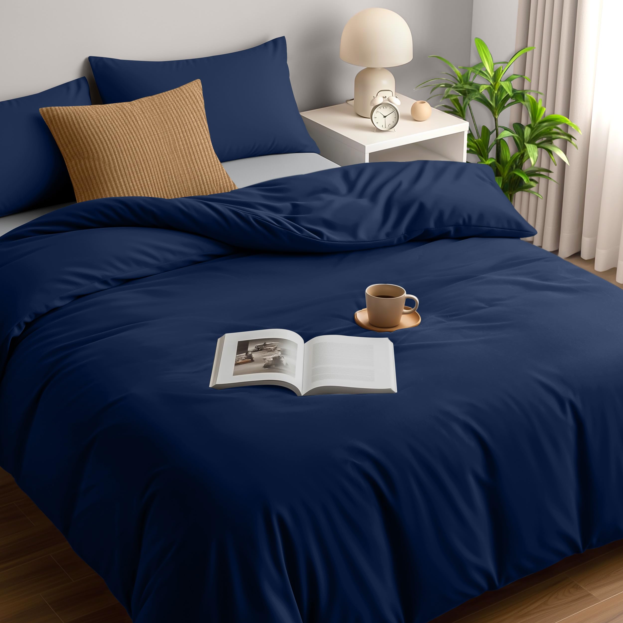 Utopia Bedding King Size Duvet Cover - Soft Microfibre Polyester with Pillow cases - Quilt Cover Set (Navy)