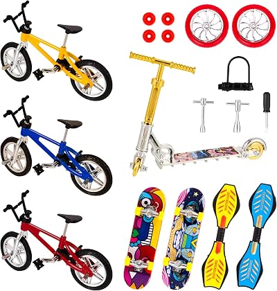 FRIUSATE 18 Pieces Finger Skateboards Bikes Scooter Toy Set Colors 18 pcs