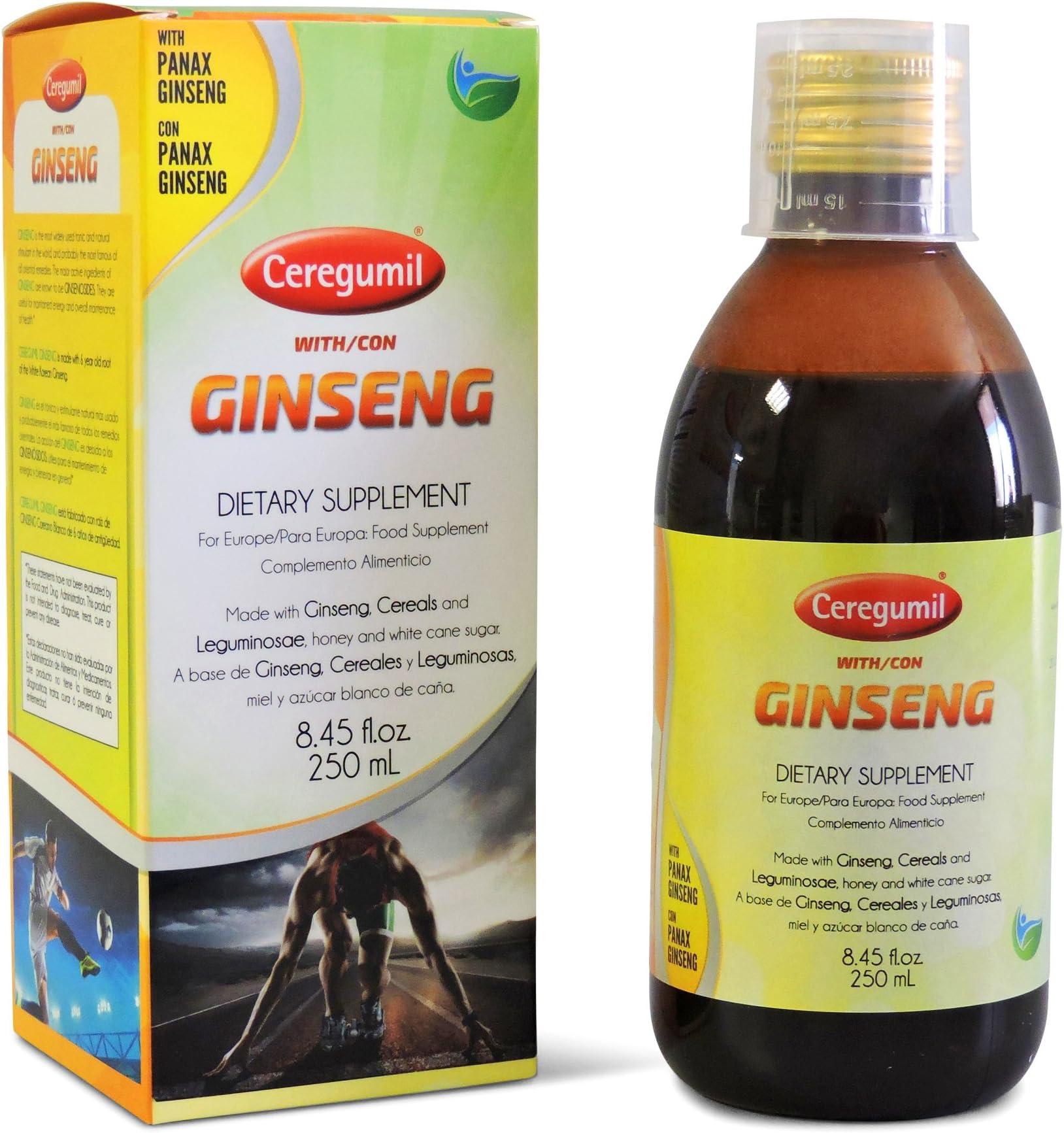 Ceregumil + Panax Korean Ginseng Extract, Cereal & Legumes | Natural, Mediterranean Diet-Based Liquid Supplement to Support Healthy Energy, Immunity, & Appetite, 8.45 oz.