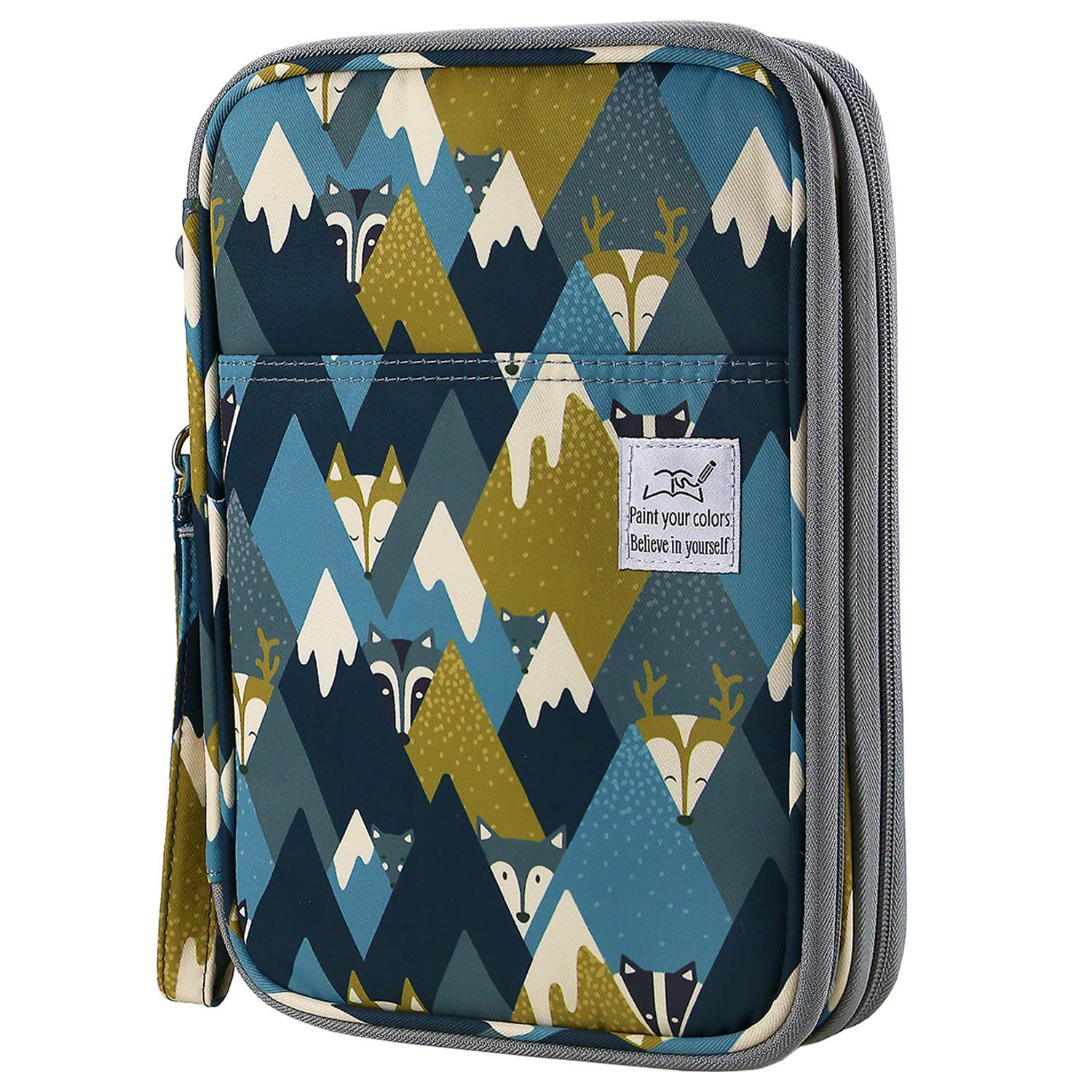 YOUSHARES 192 Slots Colored Pencil Case, Large Capacity Pencil Holder Pen Organizer Bag with Zipper for Prismacolor Watercolor Coloring Pencils, Gel Pens for Artist (Grey Fox)