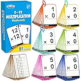 BenBen Multiplication Flash Cards 0-12, 91 Cards, Times Table Flash Cards with Rings, Multiplication Practice for Kids 8-12, 2nd 3rd 4th 5th 6th Grade, Math Flashcards for Homeschool Classroom