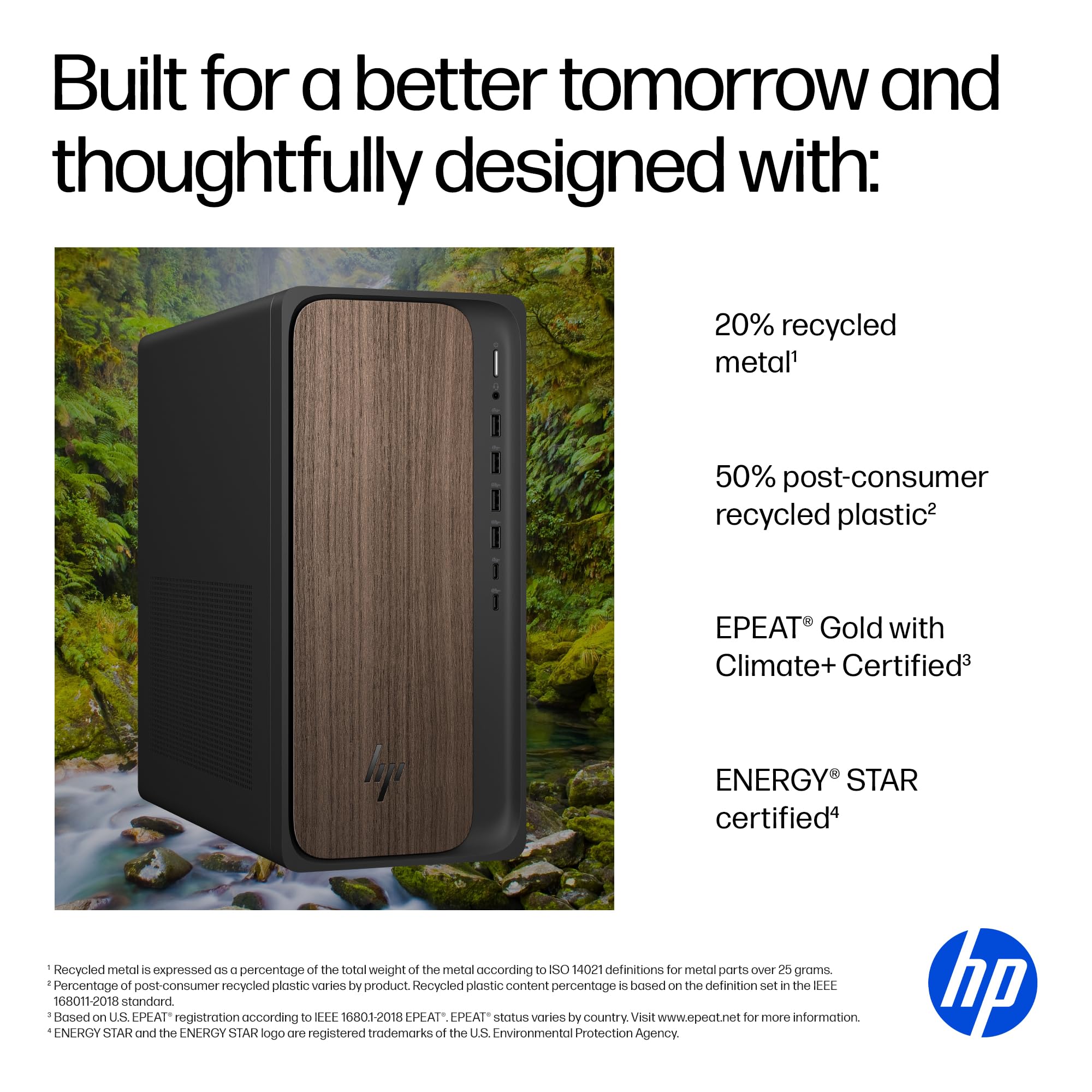 HP OmniDesk Desktop PC, Intel Core Ultra 7 265, 32 GB RAM, 2 TB SSD, Intel Graphics, Windows 11 Home, Microsoft Copilot, Dark Wood, M03-0060 (2025)