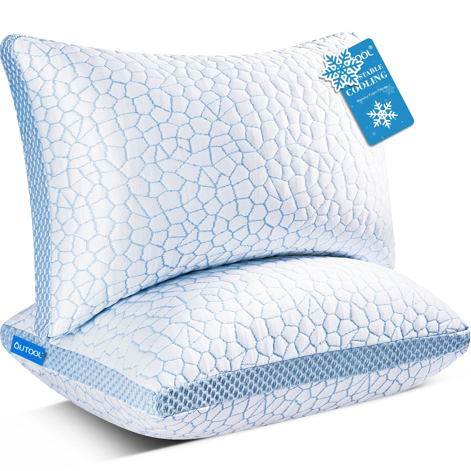 Photo 1 of QUTOOL Enhanced Cooling Pillows for Sleeping, Shredded Memory Foam Pillows 2 Pack, Bed Pillows Queen Size Set of 2, Support Yet Soft Pillow for Side, Back Sleepers