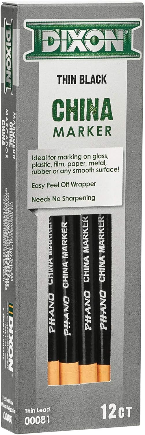 Dixon China Marker, Black, Dozen (00081) : Office Products