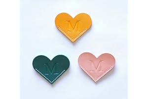 PQ BEES Full Grain Leather Bookmarks, Initial Personalized Bookmarks for Reading, Custom Handmade Corner Bible Heart Shape Bookmarks for Women Men Kids Bookworms, Christmas Book Lovers Gifts (M)