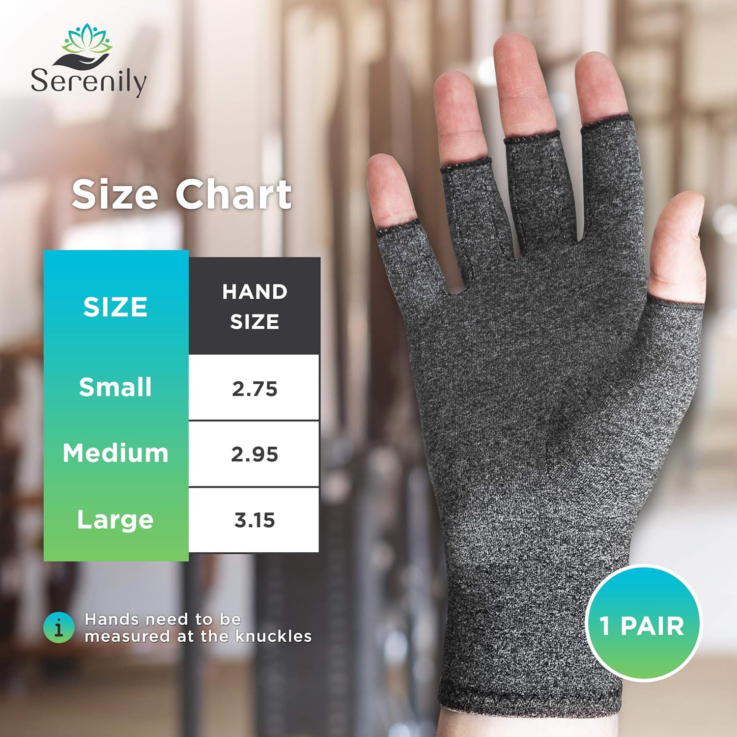 Serenily Arhtritis Gloves - Compression Gloves for Women & Men. Carpal Tunnel Gloves for Raynauds Syndrome, Rheumatoid & Osteoarthritis Pain Relief. Hand Compression Sleeve with Fingerless Design (L): Health & Personal Care