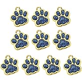 PATIKIL Animal Dog Cat Paw Print Pendants, 10 Pcs Crystal Footprint Dog Cat Paw Prints Pendants for DIY Necklace Bracelet Enamel Jewelry Making, Blue