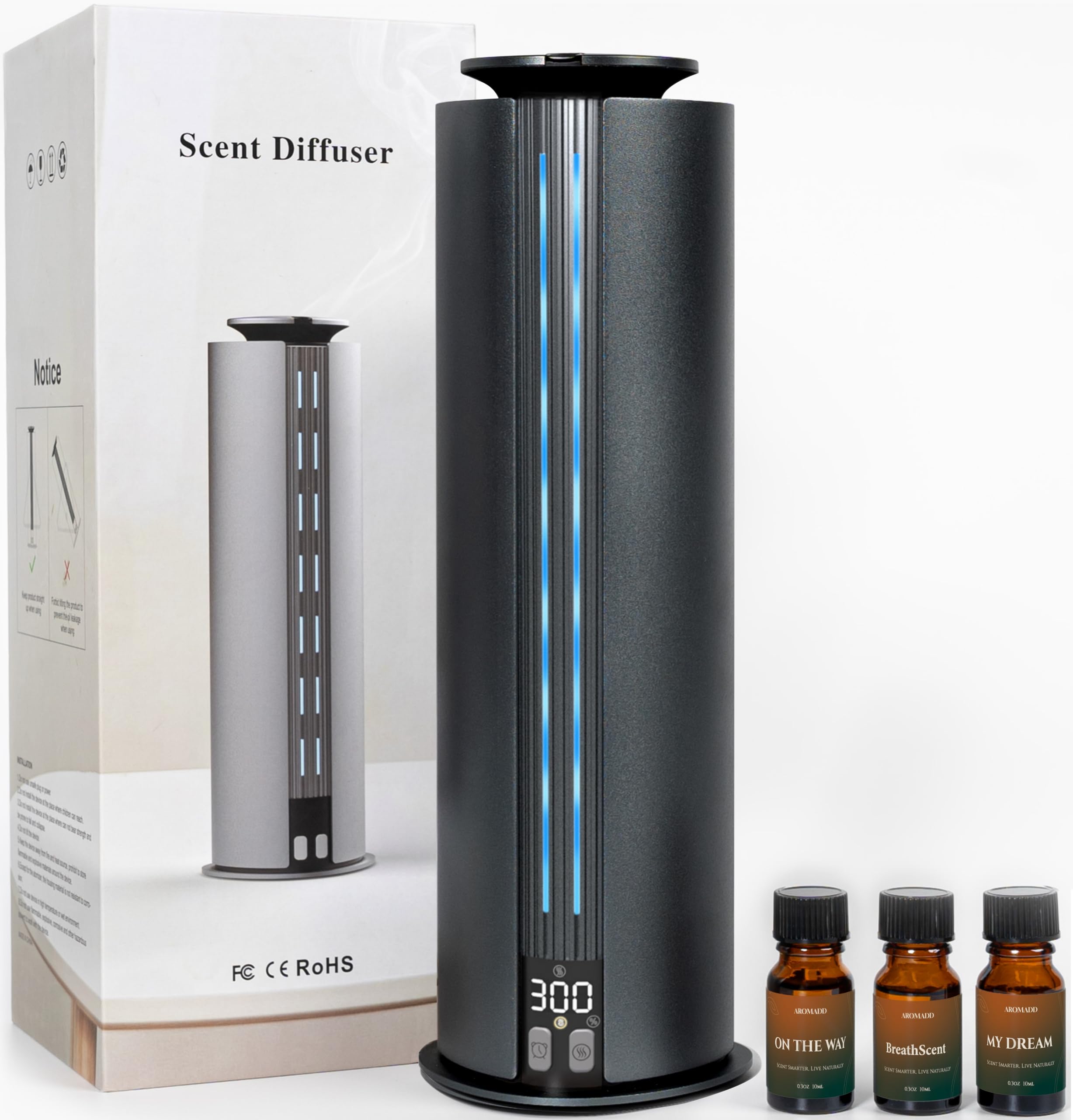 Photo 1 of Aromadd 1800 Sq Ft Waterless Diffuser, 100ml Hotel Collection Diffuser Scent Air Machine for Home Cold Air Essential Oil Diffuser for Large Room Office Quiet (Titanium Gray)