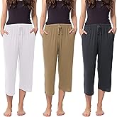 Sexy Basics Women's Capri Lounge Pants | Stretch Comfort Soft Bottoms | Drawstring & Pockets | Multi Packs & Colors