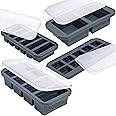 Souper Cubes Silicone Freezer Molds Gift Set with 2 Tbsp, 1/2, 1, and 2 Cup Silicone Freezer Trays With Lids - Meal Prep and Kitchen Essentials Bundle - Charcoal