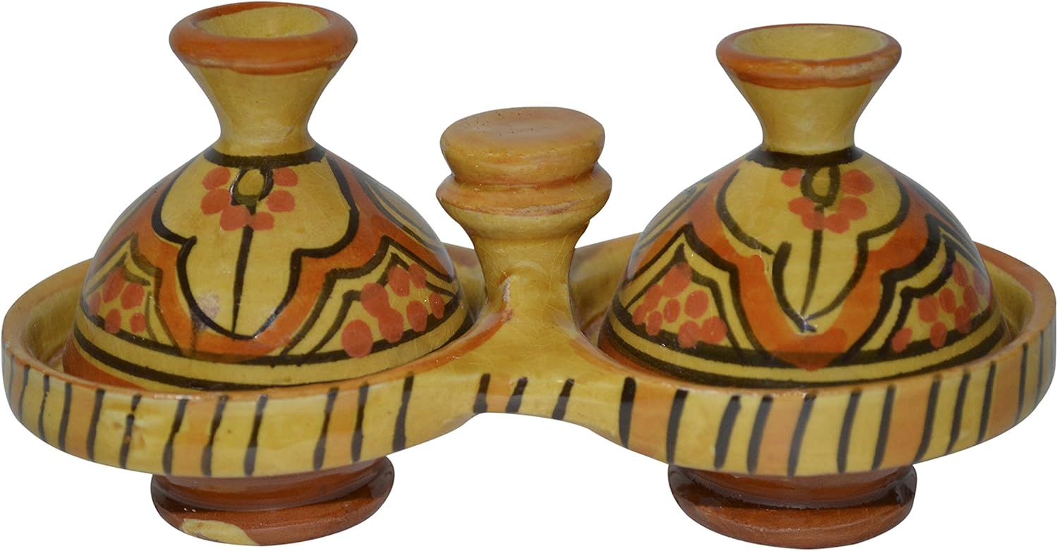 Moroccan Handmade Tagine Double Spice Holder seasoning Container