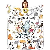 Tinerpoim Cat Blanket Gifts for Girls Women, Cats Gifts for Cat Lovers, Cats Lovers Birthday Gifts Decoration Throw Blanket 50" x 40"