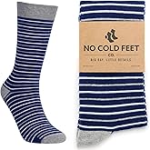 No Cold Feet Men’s Blue Dress Socks – Classic Soft Crew Dress Socks, All-Day Comfort for Work, Business or Weddings