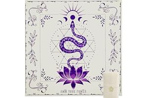 Knana Tarot Altar Cloth Silk Mat for Reading - Witchcraft Accessories with Tarot Card Bag (Purple Snake)