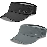Sukeen 2 Pack Sports Sun Visor Women Men Lightweight Packable Stretchy Visor Hat for Golf, Tennis, Running, Daily Wear