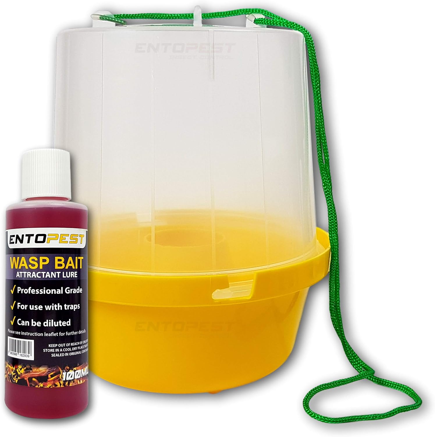 Entopest 1 x Hanging Wasp Trap Control Pot & Bait Attractant Lure Kit