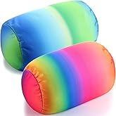 Barydat 2 Pcs Microbead Pillow Microbead Pillows Neck 11.4 x 6.3 in Body Support Microbead Bolster Cylindrical Pillow Colorful Rainbow Neck Pillow for Sleeping Travel Head Back Cervical Cushion