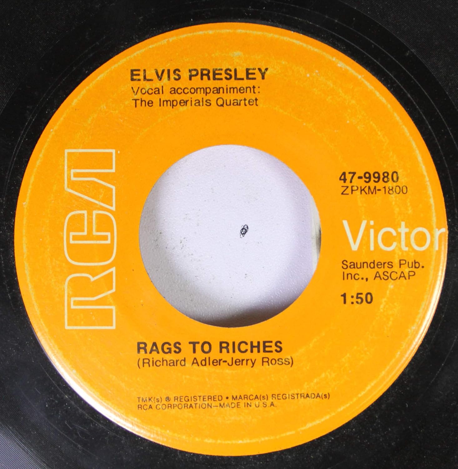 Elvis Presley ELVIS PRESLEY 45 RPM Rags To Riches / Where Did They Go, Lord Music