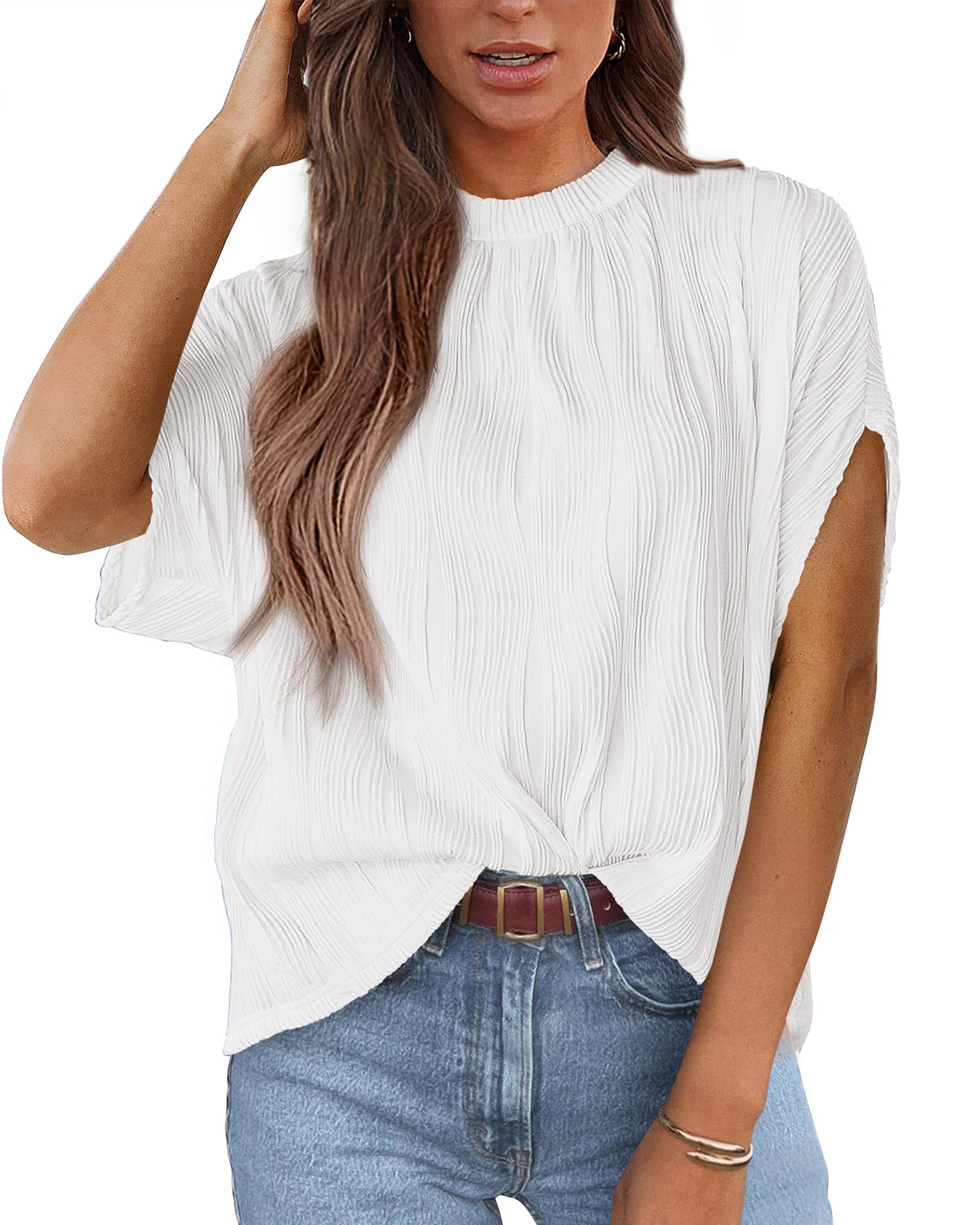 IECCP Women's Off-The-Shoulder Long Sleeve Crop Top - Y2K Trendy, Ruched Sides, Stretchy Fabric