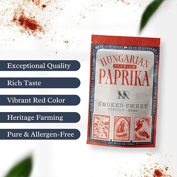 PREMIUM SMOKED SWEET HUNGARIAN PAPRIKA POWDER (4 OZ) – NON-GMO – VIBRANT DEEP RED COLOR – ORIGIN: SZEGED REGION, HUNGARY – AUTHENTIC SEASONING SPICE IN RESEALABLE BAG BY MEROPS