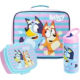 Get Trend Bluey Kids Insulated Lunch Bag 3Pc Set with Reusable Lunch Box &amp; 14.2-oz BPA-Free Water Bottle, Lightweight with Carry Handle &amp; Name Card Window, Gifts for Girls (Multi Bluey)