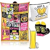SmoothNovelty Softball Gifts for Girl Softball Stuff Lover for Women Sister Fan Who Loves Birthday Gifts Tumblers Cups Blanket Makeup Bag Socks