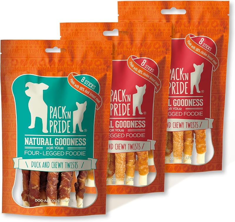 PACK'N PRIDE Dog Treats Chicken & Duck 3 Pack 90g 270g Low Fat High Protein