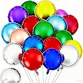32Pcs 18 Inch Round Foil Mylar Balloons, Colorful Helium Balloons for Birthday Wedding Baby Shower Anniversary Engagement Party Decorations (Multicolored)