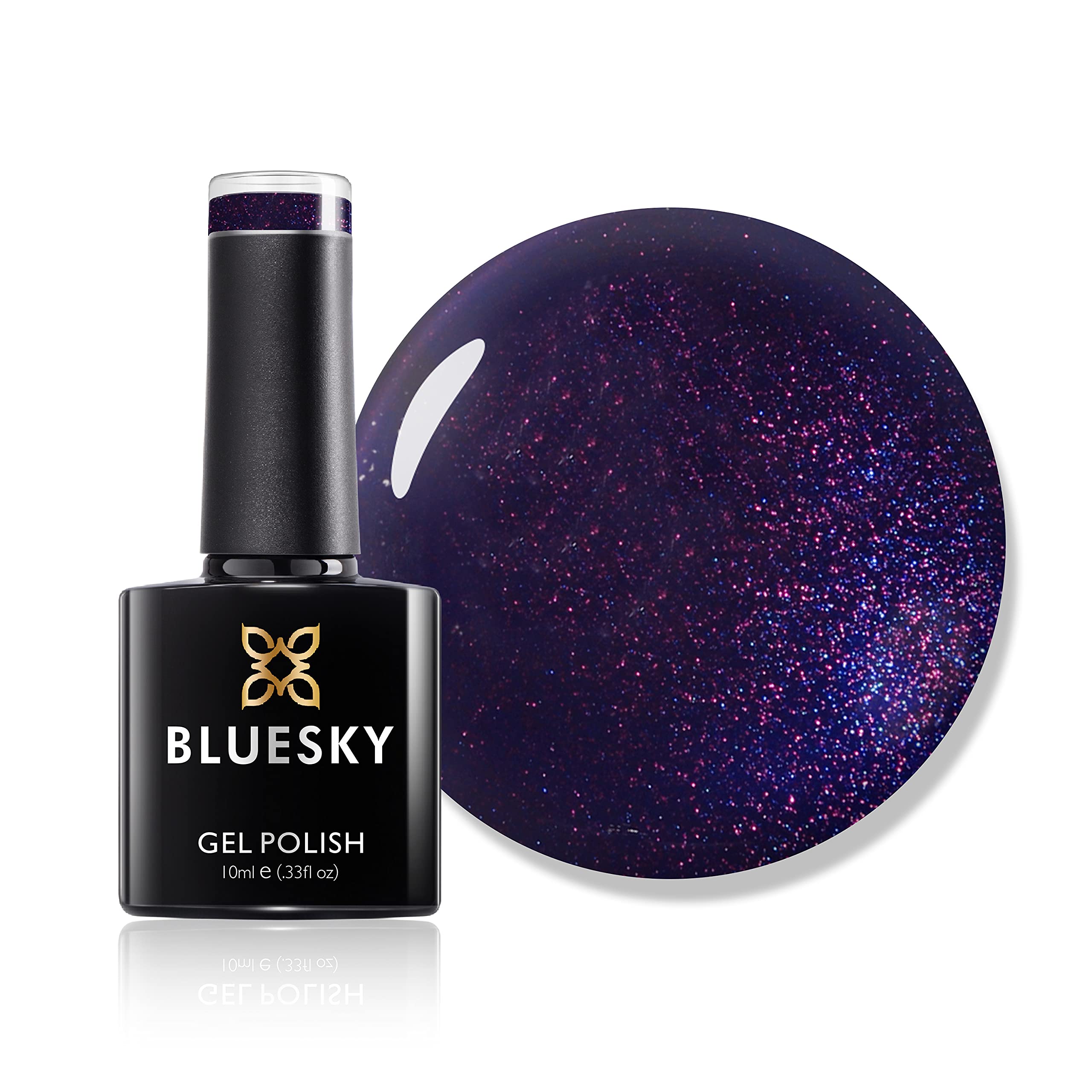 Bluesky Gel Nail Polish, Purple Days A017, Dark, Glitter, Purple, Wine, Long Lasting, Chip Resistant, 10 ml (Requires Drying Under UV LED Lamp)