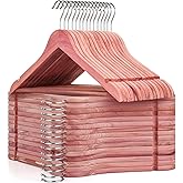 TOPIA HANGER American Red Cedar Wooden Hangers 30 Pack, Clothes Hangers for Closet, Wood Suit Hangers with Smooth Cut Notches, 360°Flexible Hook, Non-Slip Pants Bar(Natural)-CT07C30