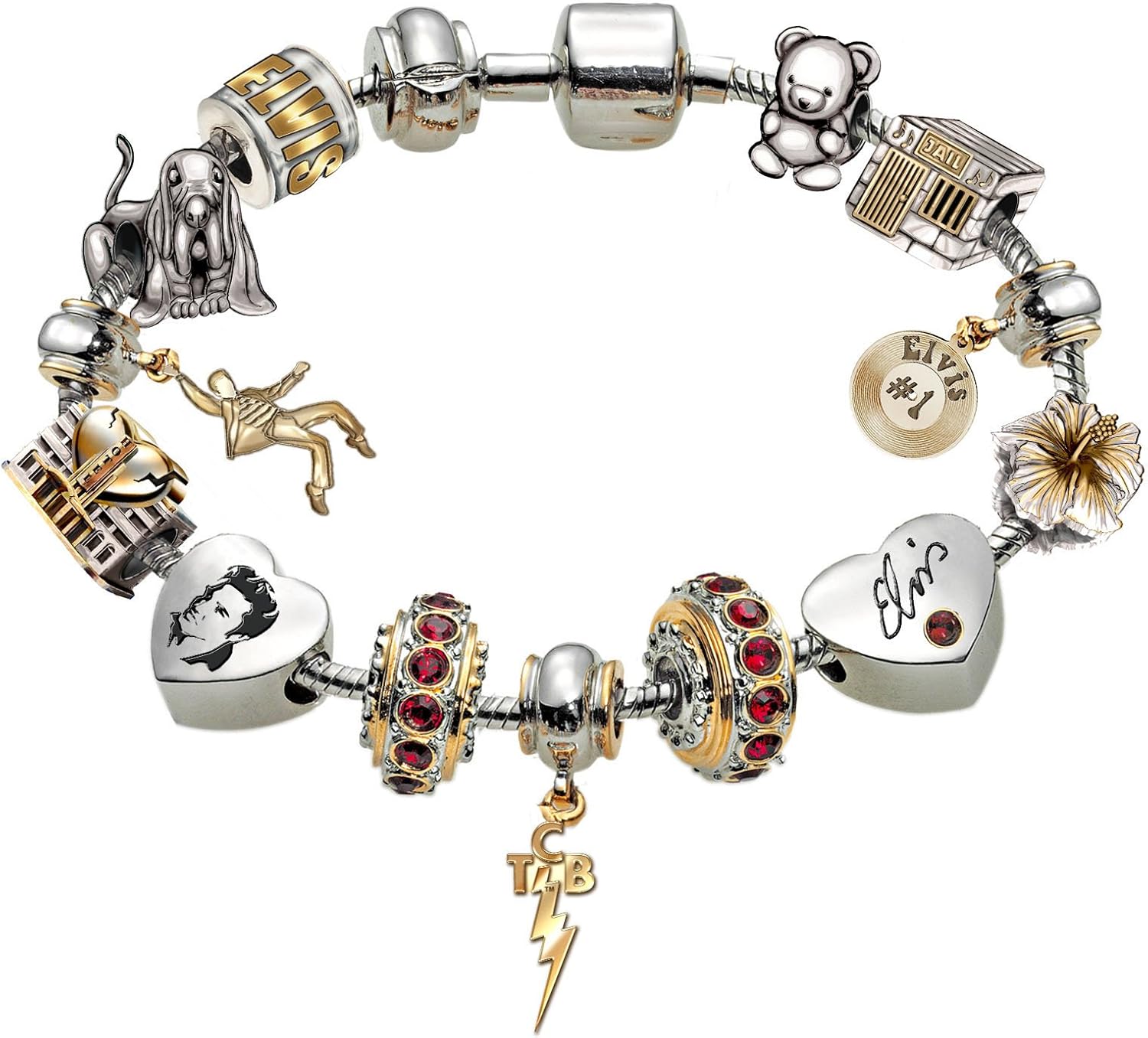 The Bradford Exchange 'Legend of Elvis' Charm Bracelet With 18 Carat Gold Plating and