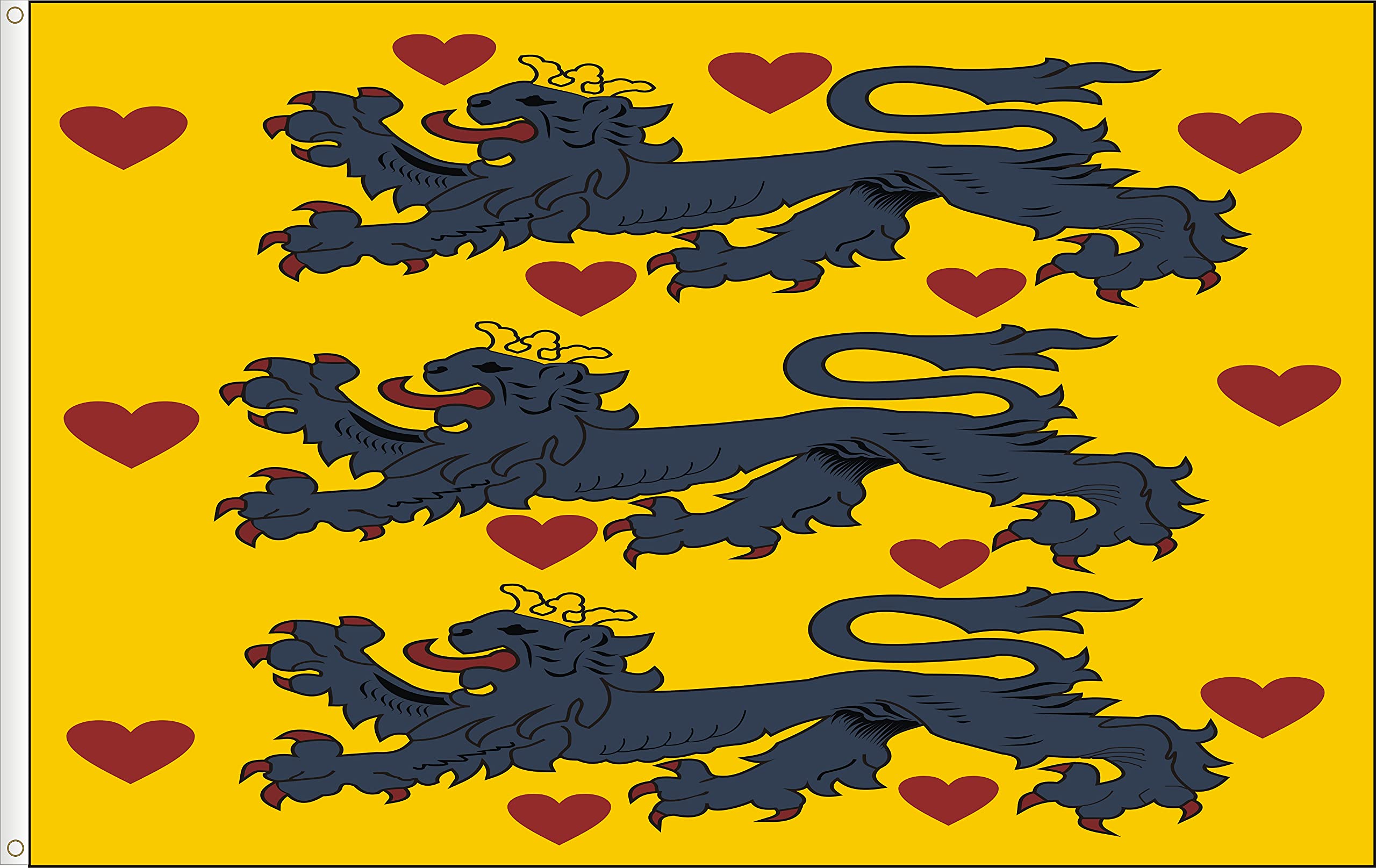 Real Denmark Medieval Flag (Casa Estidsen), Premium Satin Quality, Large Size 150 x 90