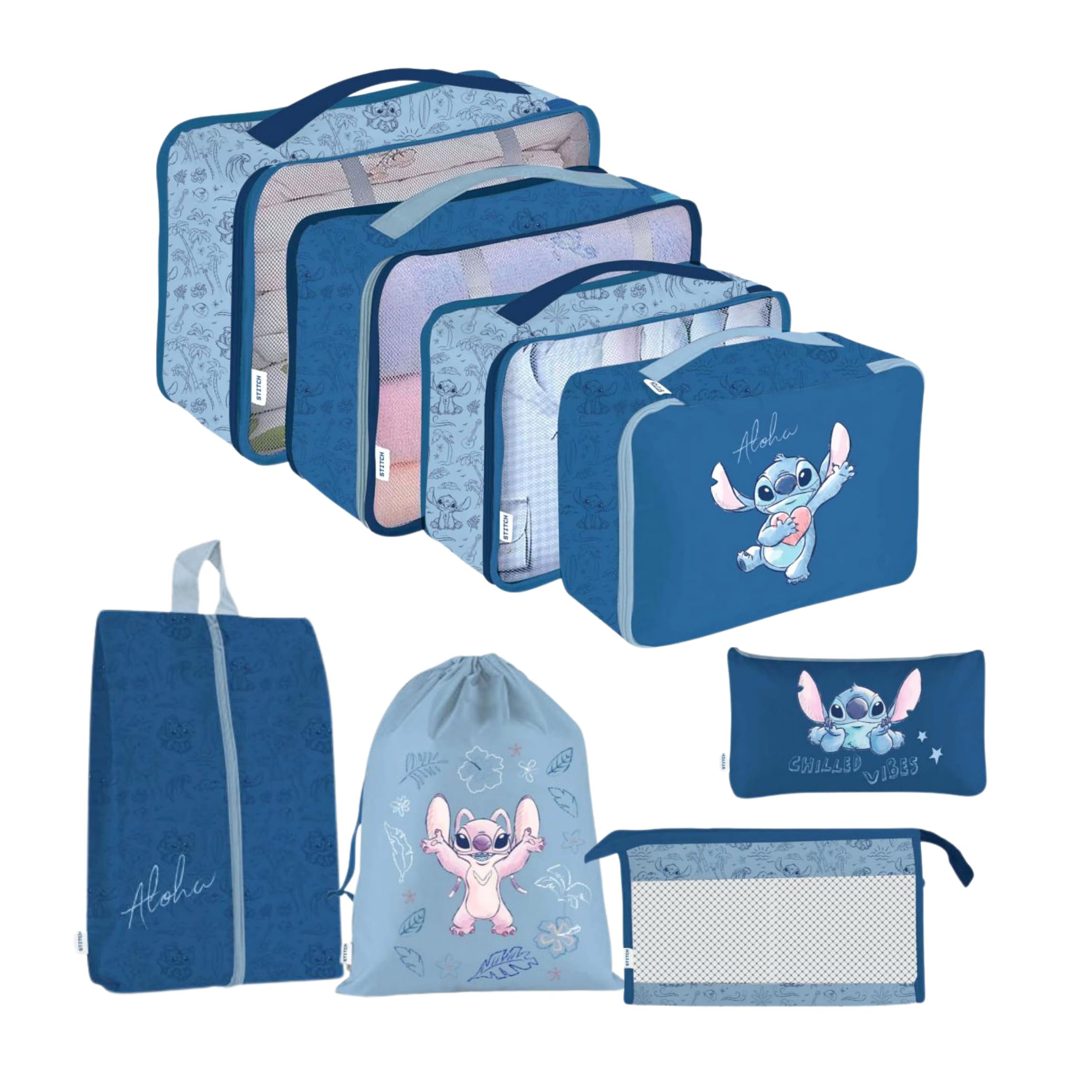 Disney Stitch Organizer per Valigie, Set di Organizer per Abiti