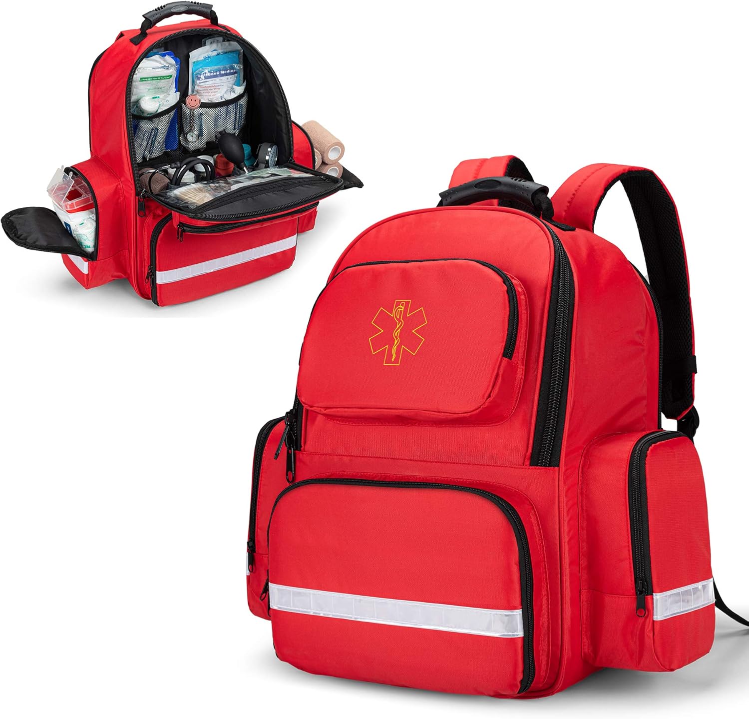 Trunab First Aid Bag Trauma Backpack Empty, Medical Emergency Kits Storage Jump Bag Pack for EMT EMS, Police, Firefighters