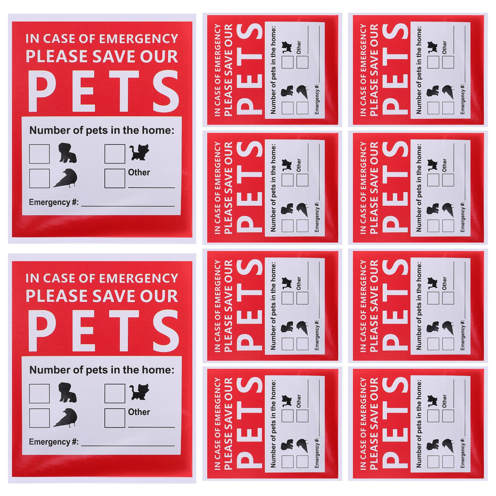 Operitacx 10 Sheets Emergency Alert Pet Finder Stickers Pets Inside Fire Rescue Stickers Save Our Pets Finder Emergency Rescue Sign Decals