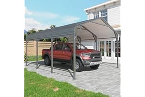 AIRWIRE 10x15 Metal Carport Carports with Enhanced Base Heavy Duty Garage Outdoor Galvanized Car Shelter for Car, Boats and Truck