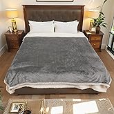 Electric Heated Blanket Throw Size 50"x60", Dual-Sided Soft Flannel & Sherpa, 4 Heat Settings with 3H Timer, Breathable Warm for Bed & Couch, Machine Washable, Light Grey