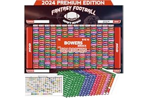 PUNCHMAN Large Fabric Fantasy Football Draft Board 2024-2025 Kit,XL Durable Fabric 14 Team 20 Round Drafting Board ,521 Player Vinyl Label Stickers,2024 Top Rookie, Blank Label, Schedule Board with Storage Bag