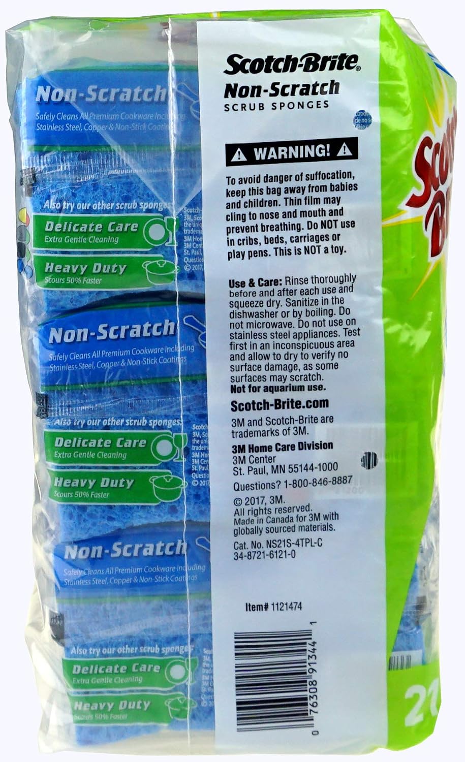 Scotch-Brite Non-Scratch Scrub Sponges - 21 Pack, Blue, 21 Count (Pack of 1) - Image 3