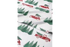 CGK UNLIMITED Split King Christmas Sheets - 5 Piece Deep Pocket Christmas Sheet Set - Wrinkle Free - Easy Care Bedding for Women, Men, Kids & Teens - Luxury Winter Holiday Sheets by CGK Linens (Christmas Trucks)