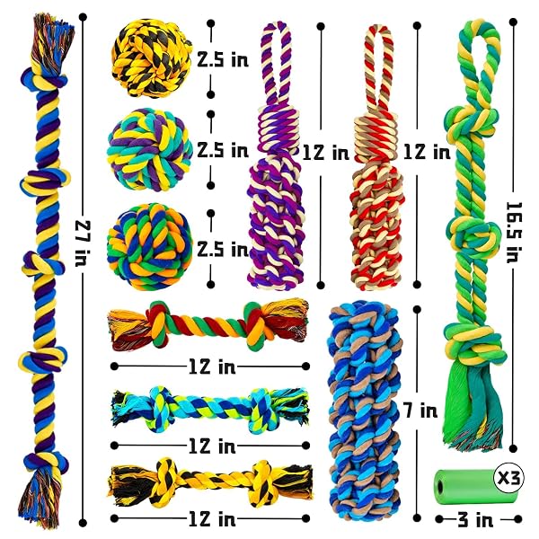 SHARLOVY XL DOG CHEW TOYS FOR AGGRESSIVE CHEWERS LARGE BREED, 14 PACK TOUGH INDESTRUCTIBLE DOG TOYS FOR AGGRESSIVE CHEWERS, DURABLE PUPPY CHEW TOYS FOR TEETHING, HEAVY DUTY COTTON ROPE TOYS