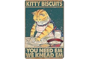 BESTYLEZ Kitty Biscuits You Need We Knead Cat Decor Sign Vintage Room Decor, Cute Kitchen Decor Gifts For Cat Lovers 12" * 8" (020)