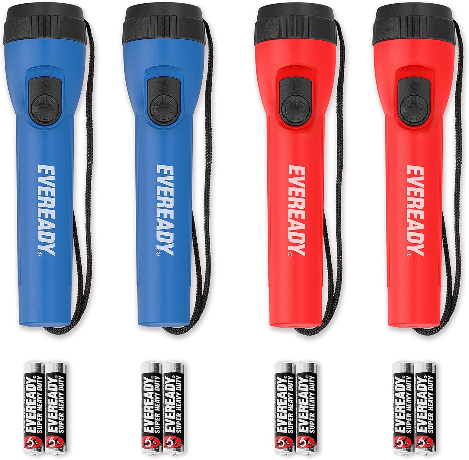 Eveready 4-Pack LED Flashlight Multi-Pack, Bright and Durable, Super Long Battery Life, Use for Emergencies, Camping, Outdoor, Batteries Included : Sports & Outdoors