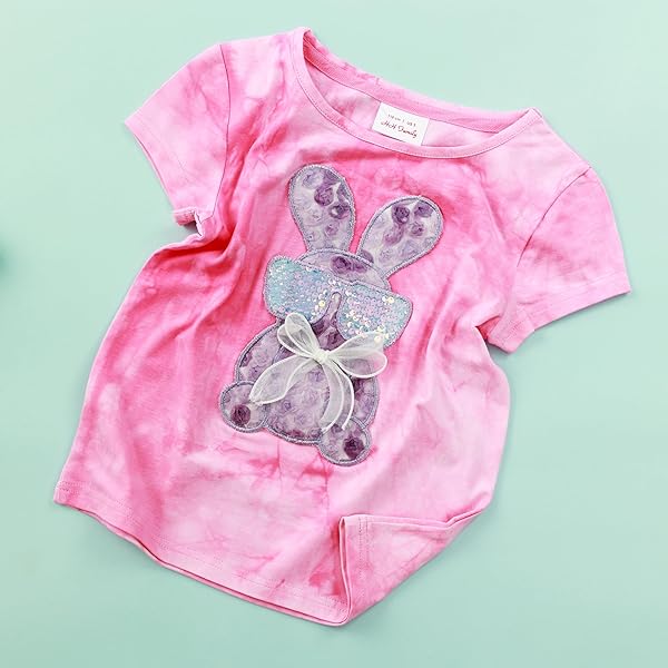 HH FAMILY EASTER SHIRTS FOR GIRLS KIDS EASTER GIFT BUNNY T-SHIRT CLOTHING 3-12 YEARS (US, NUMERIC, 4, REGULAR, BUNNY BOW TD)