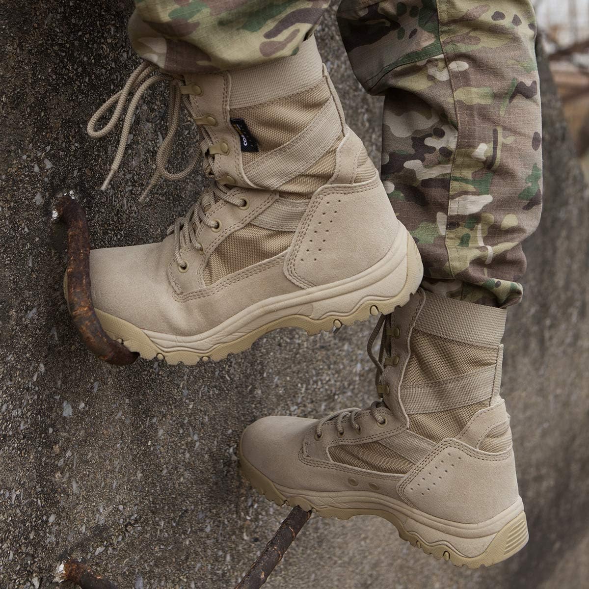 FREE SOLDIER Men’s Tactical Boots 8 Inches Lightweight Combat Boots Durable Suede Leather Military Work Boots Desert Boots: Sports & Outdoors