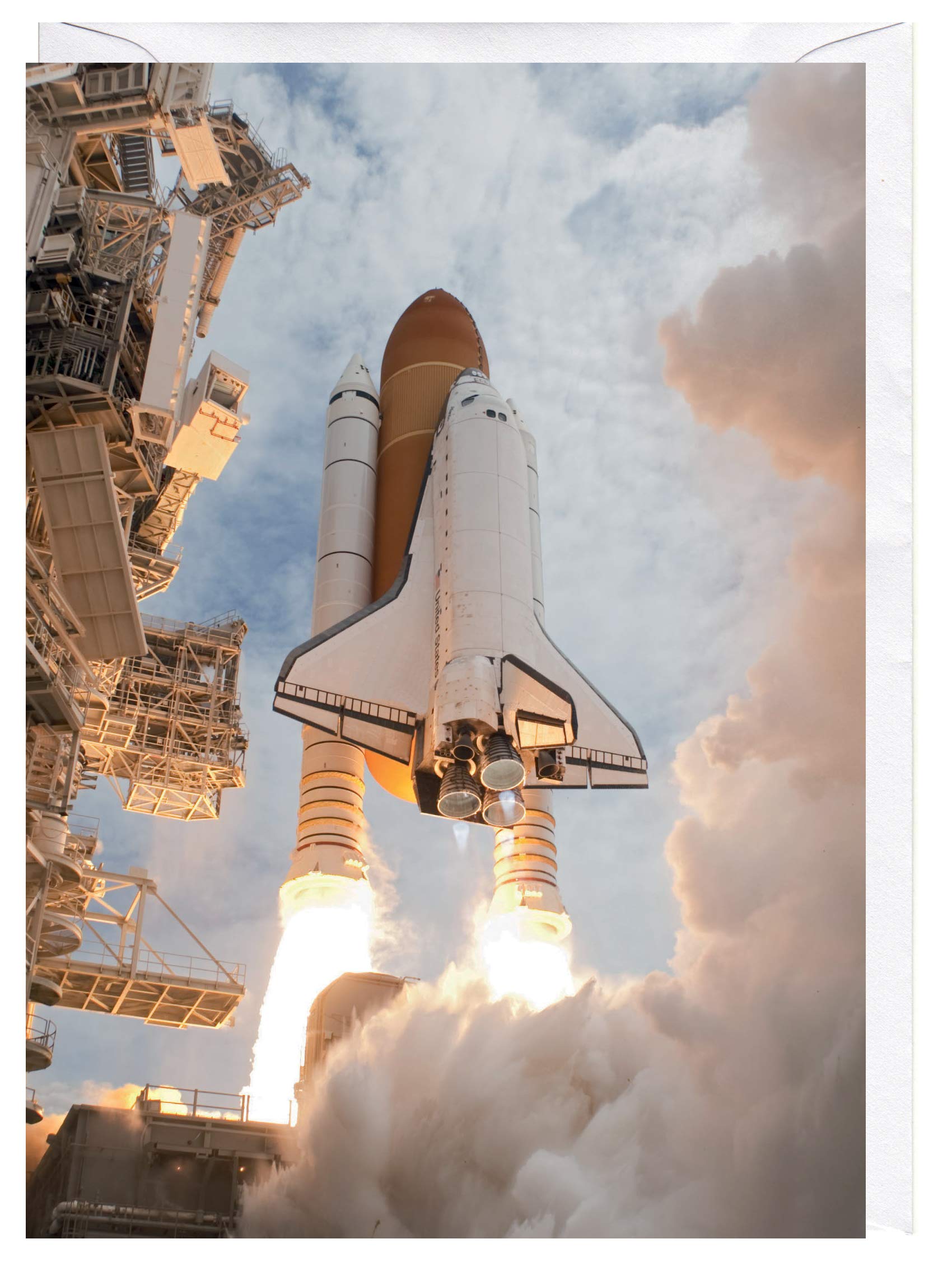 Space Shuttle Atlantis Takes Off. Blank Greeting Card.
