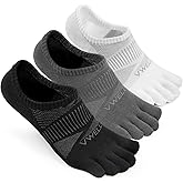 VWELL No Show Toe Socks for Men Women COOLMAX Five Finger Socks Athletic Running Ankle Low Cut 5 Toe Socks (3Pairs)