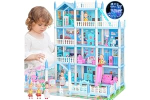 LUYE 4 Stories Doll House 7-8, Dream Dollhouse with Princess Accessories Furniture DIY Miniature Toy Building STEM Toys Gift for Boys Girls Pretend Playhouse