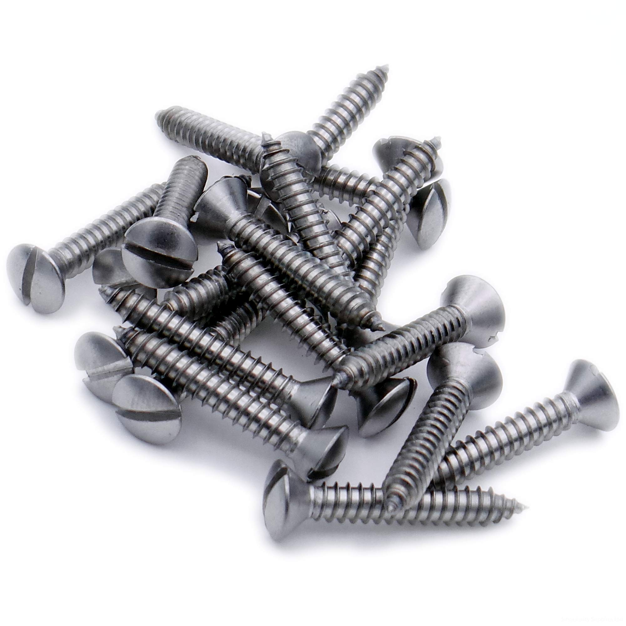 No.14 x 2 (6.3mm x 50mm) Slot Raised Countersunk Self-Tapping Screw - Stainless Steel (A2) (Pack of 20)